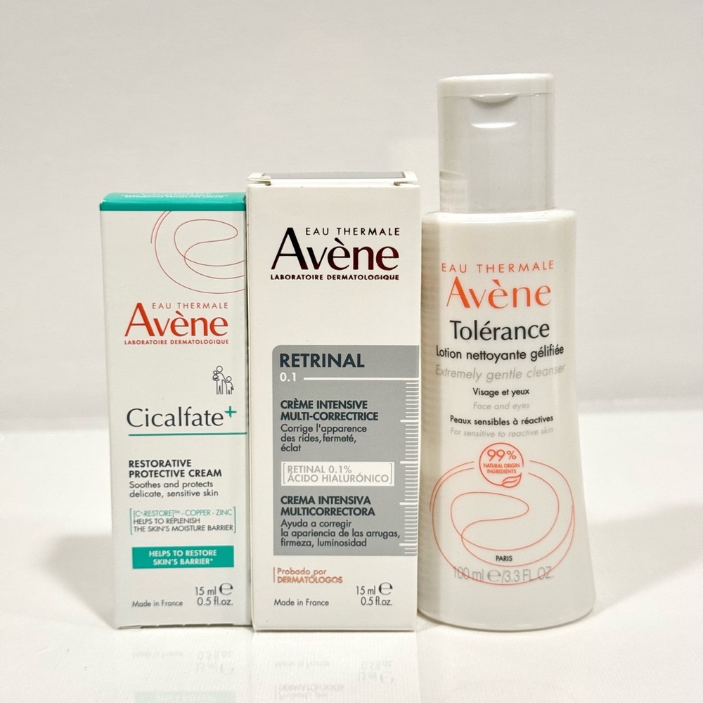 3pc Avene skincare bundle cleanser + retinal + cream New